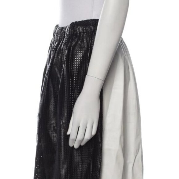 Proenza Schouler Black/White Perforated Lambskin Midi Skirt M/US 8 (Orig.345) - Picture 2 of 3